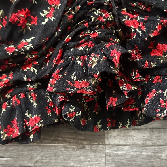 Fashion Nova Black and Red Floral Mini Dress with Ruffles - Picture 5 of 8
